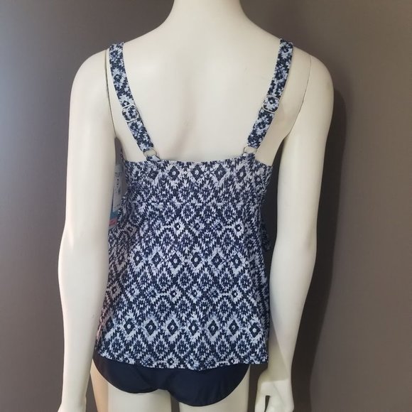 Swim Solutions Triple-Tier Tummy-Control Fauxkini One-Piece Swimsuit Size 10 - Picture 5 of 13